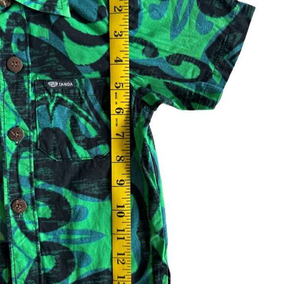 Tanoa Boys Button Down Aloha Shirt Size 2T Green Black - Picture 2 of 3